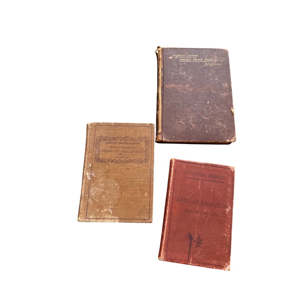 Antique American Book Company Literature Bundle 1894-1911 Vicar of Wakefield 3pc